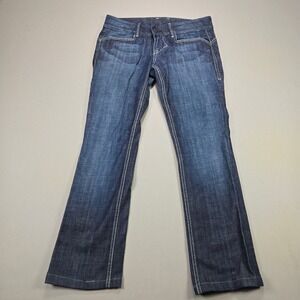 William Rast Jeans Straight Leg Contrast Stitch Indigo Blue Women Size 28 510SKA